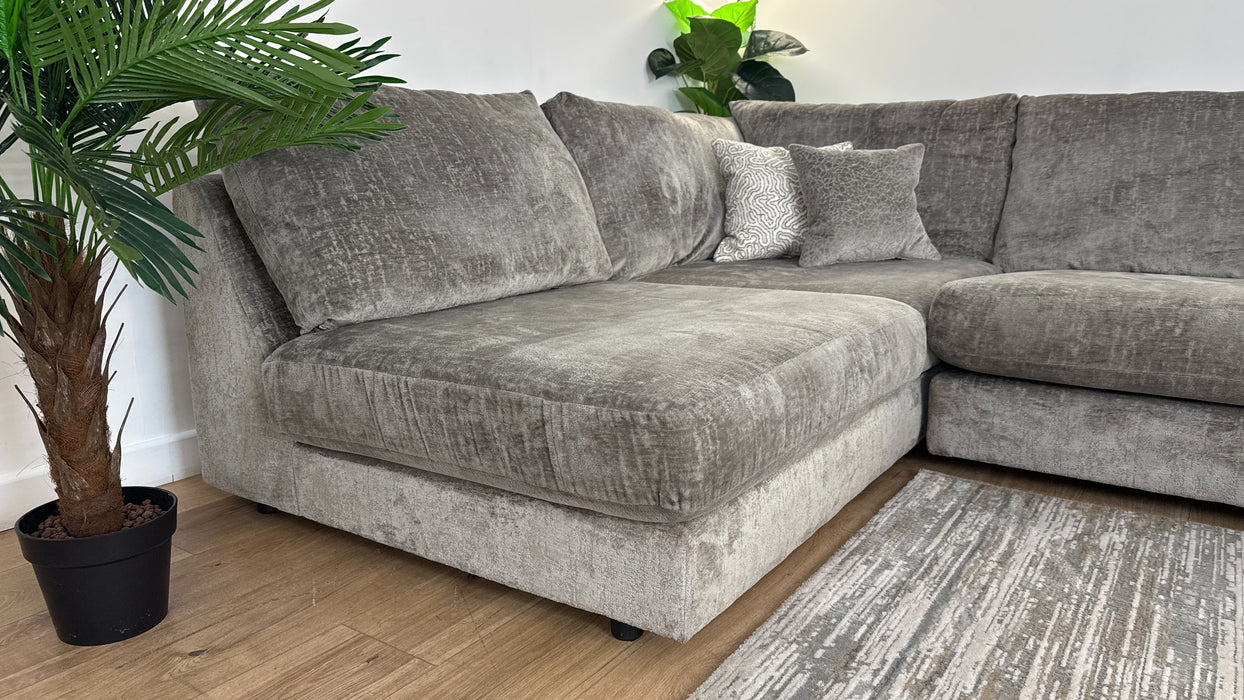 Sofology The Majestica 1 Terminal Corner 3 Fabric Sofa in Plain Truffle Mix