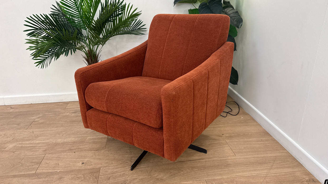 Sofology Soho Fabric Swivel Chair in Micro Boucle Rust