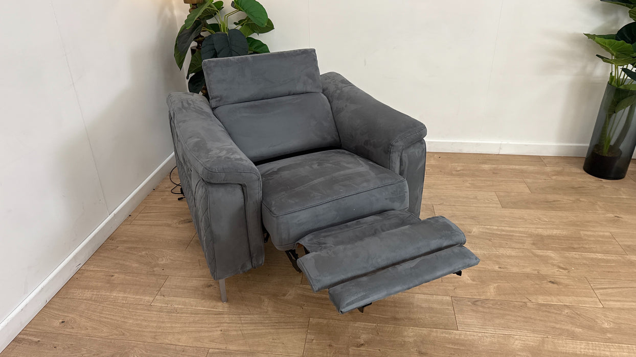 Sofology Ezra Fabric Chair Power Recliner/Headrest Heated Seat in Lifestyle Plush Lead Grey
