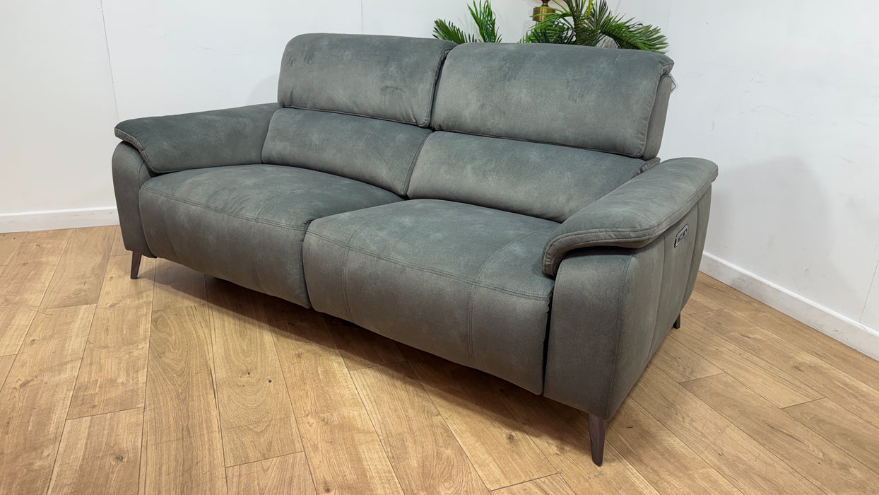 Sofology Bailey Fabric 2.5 Seater Power Recliner/Headrest in Lifestyle Flecked Mineral Green