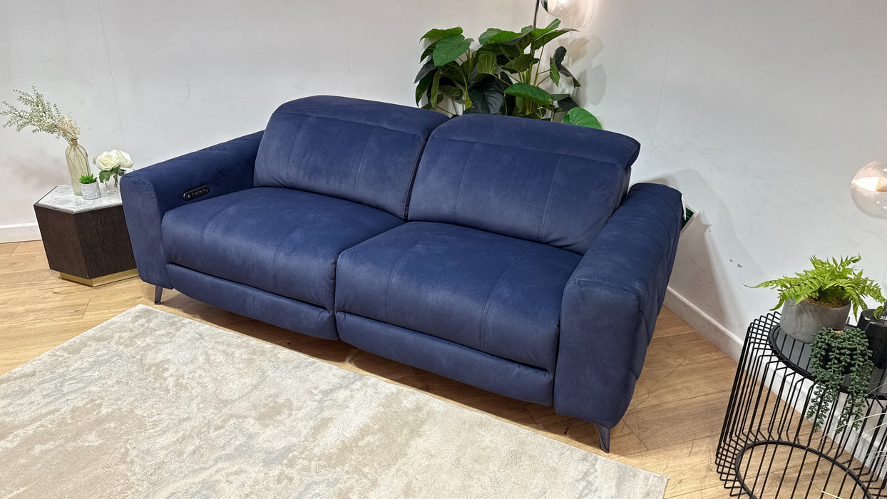 Sofology Allure Fabric 2.5 Seater Power Recliner/Headrest Lumbar Support in Lifestyle Flecked Navy