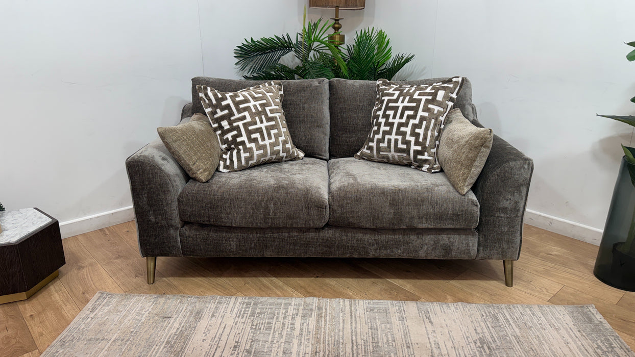 Sofology Mayfair Fabric 2 Seater Foam Seats in Luxury Chenille Truffle/Gold Mix
