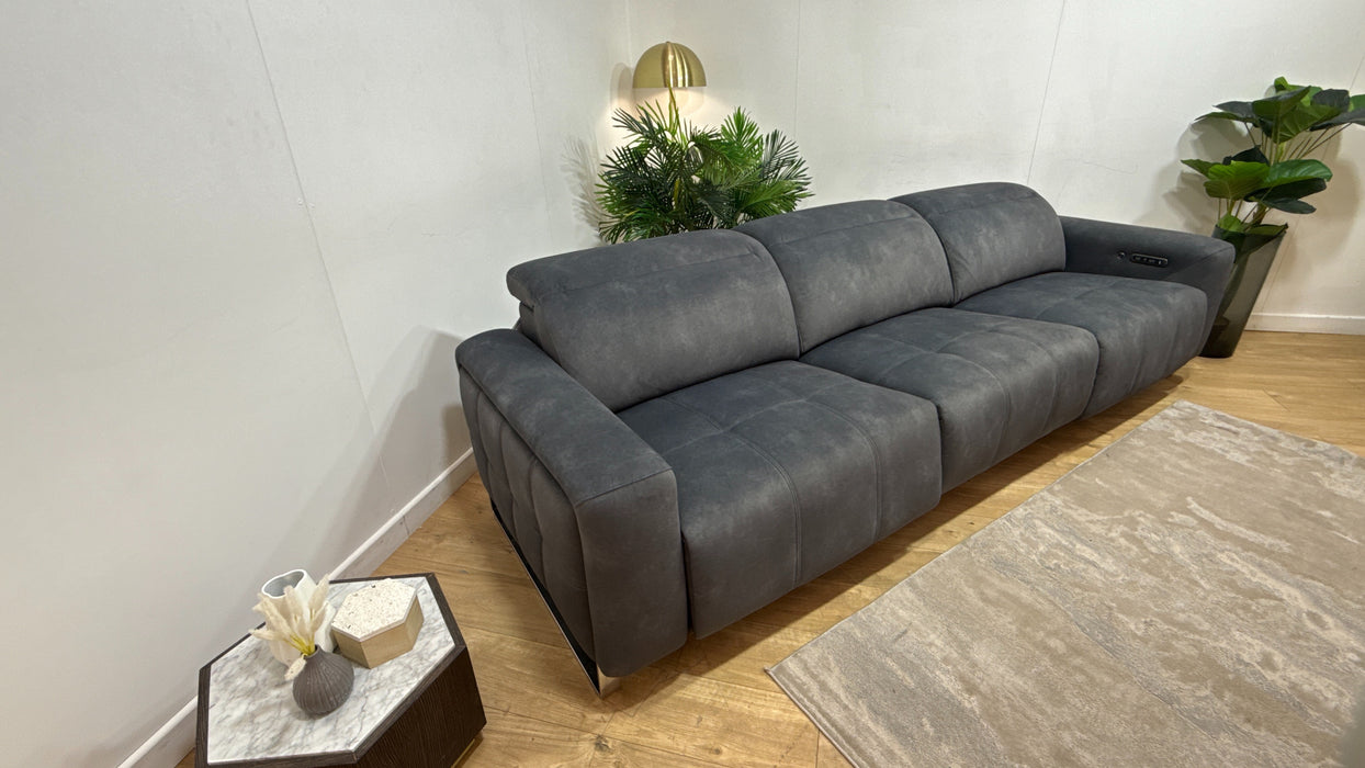 Sofology Marvella Fabric 4 Seater Split Power Recliner/Headrest Heated Seats in Lifestyle Flecked Charcoal