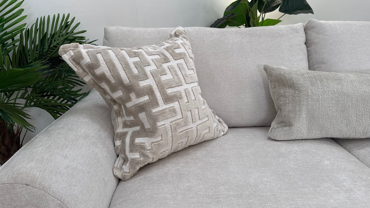 Sofology Mayfair Fabric 3 Seater Foam Seats in Linen Look Chenille Mist/Pearl Mix