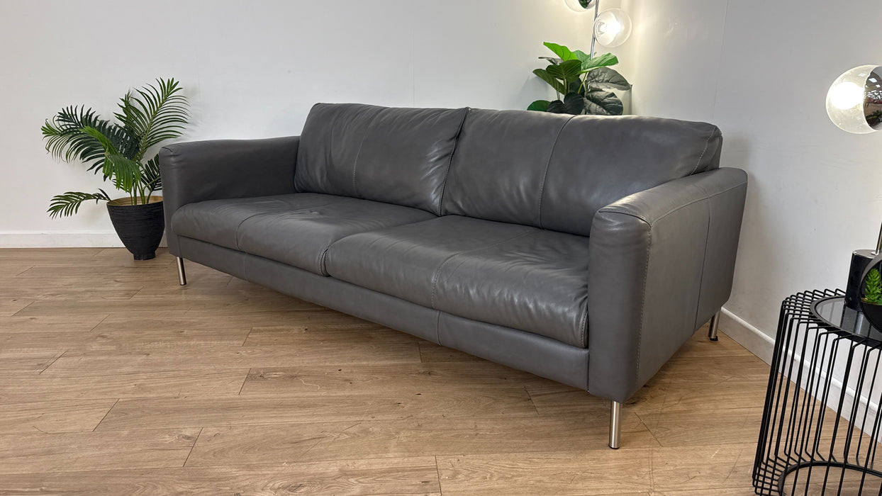 Sofology The Massimo 3 Seater Leather Sofa in Caruso Fog