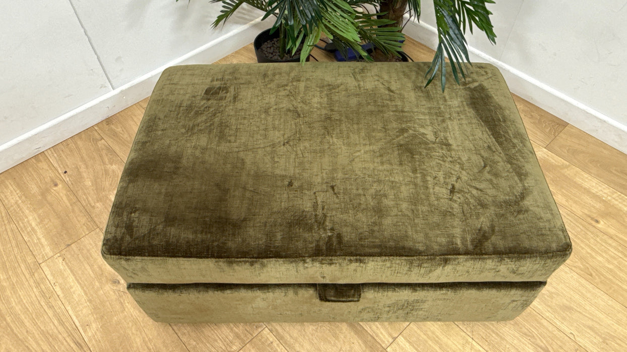 Sofology Regency Fabric Large Storage Footstool in Luxe Chenille Olive