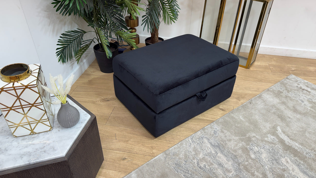 Sofology Fitzrovia Fabric Storage Footstool in Matt Velvet Black