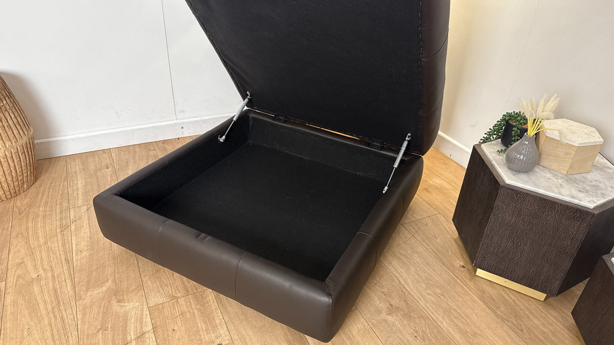 Sofology The Flex Leather Footstool in Trusty Matt Dark Brown