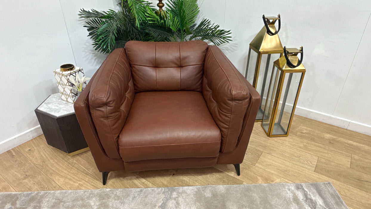 Sofology Muse Leather Chair Power Recliner in Relaxed Matt Espresso