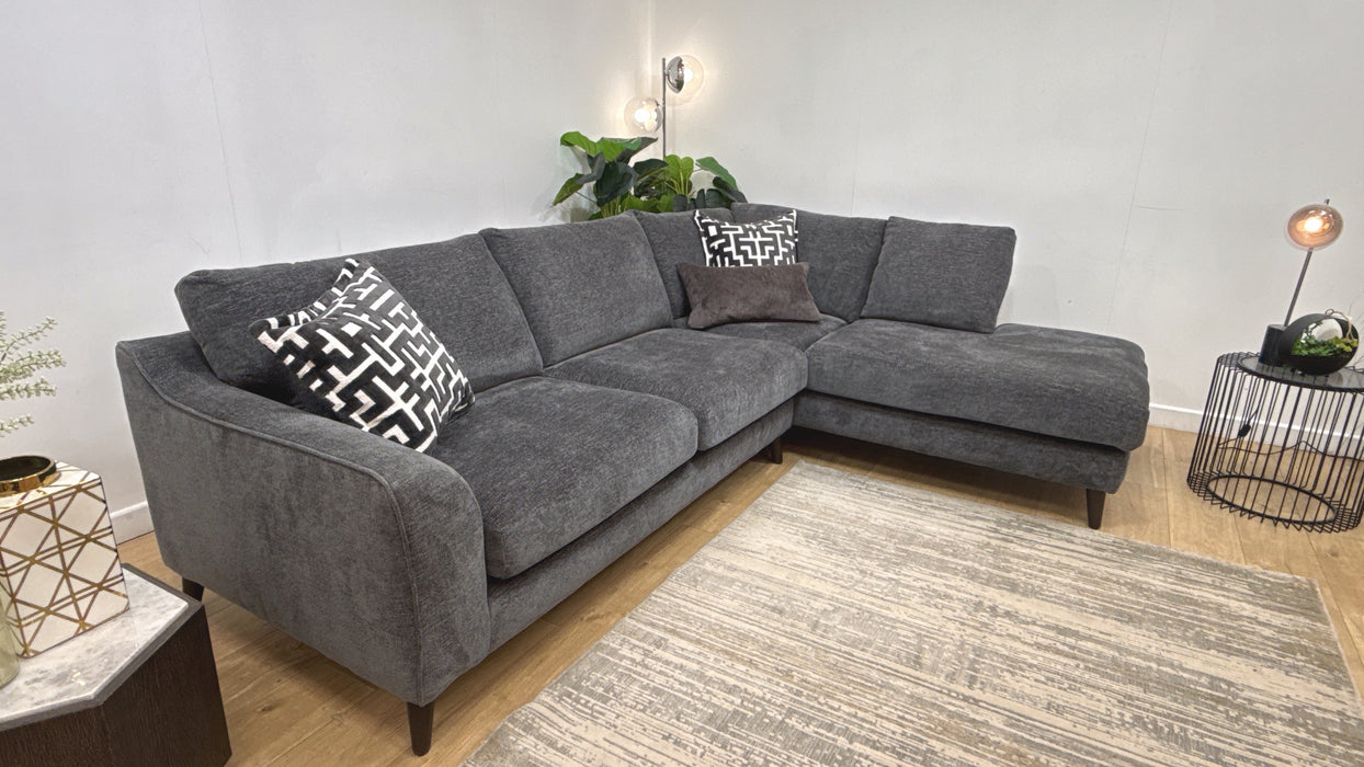 Sofology Mayfair Fabric 3 Corner 1 Chaise in Linen Look Chenille Charcoal/Anthracite Mix