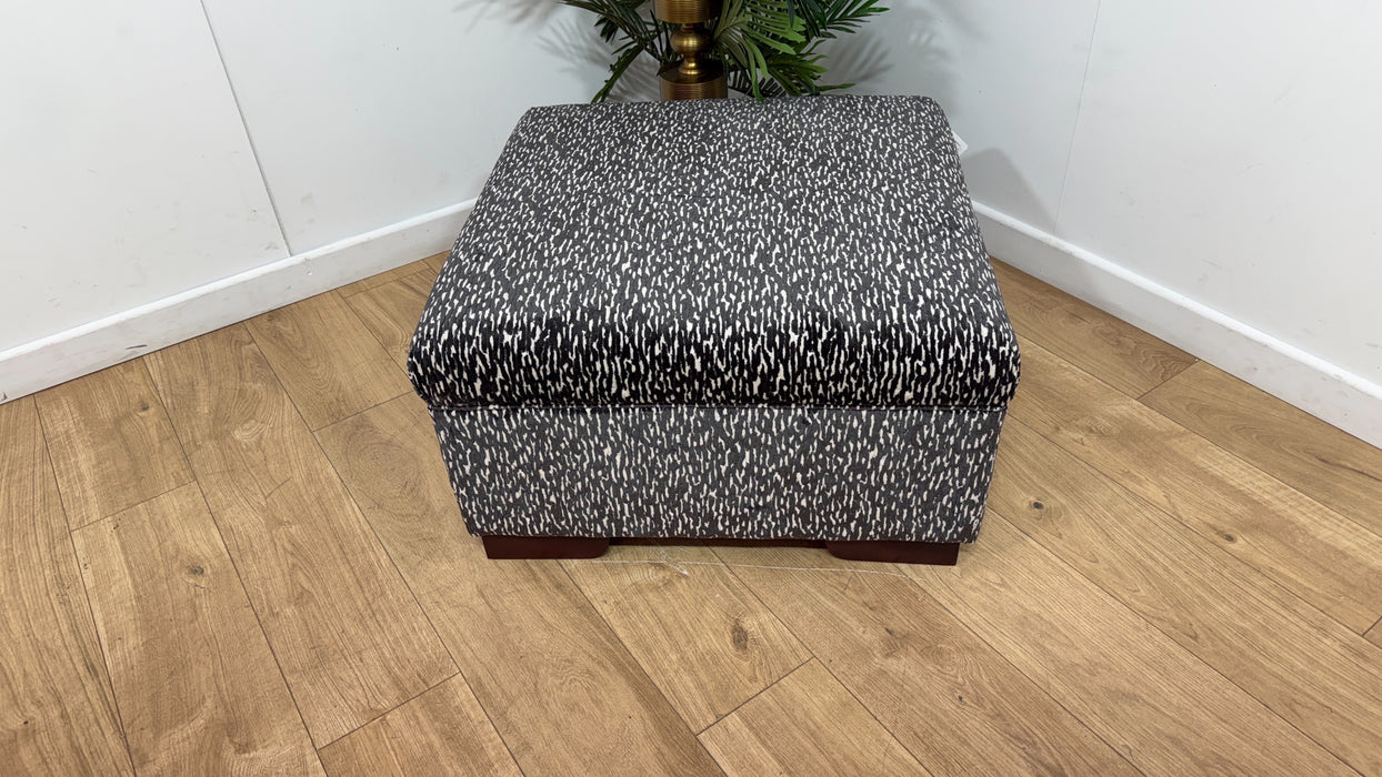 Sofology Valentina Fabric Square Designer Footstool in Design Fabric Slate