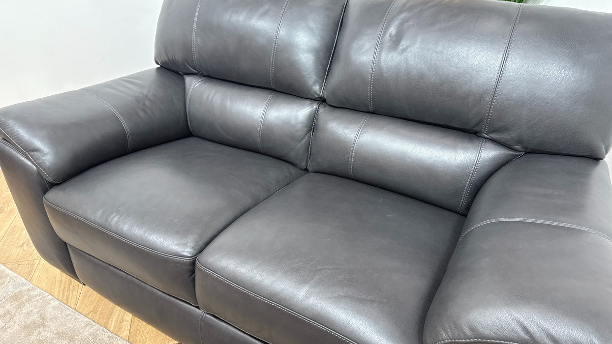 Sofology Santina Leather 2 Seater in Relaxed Soft Charcoal