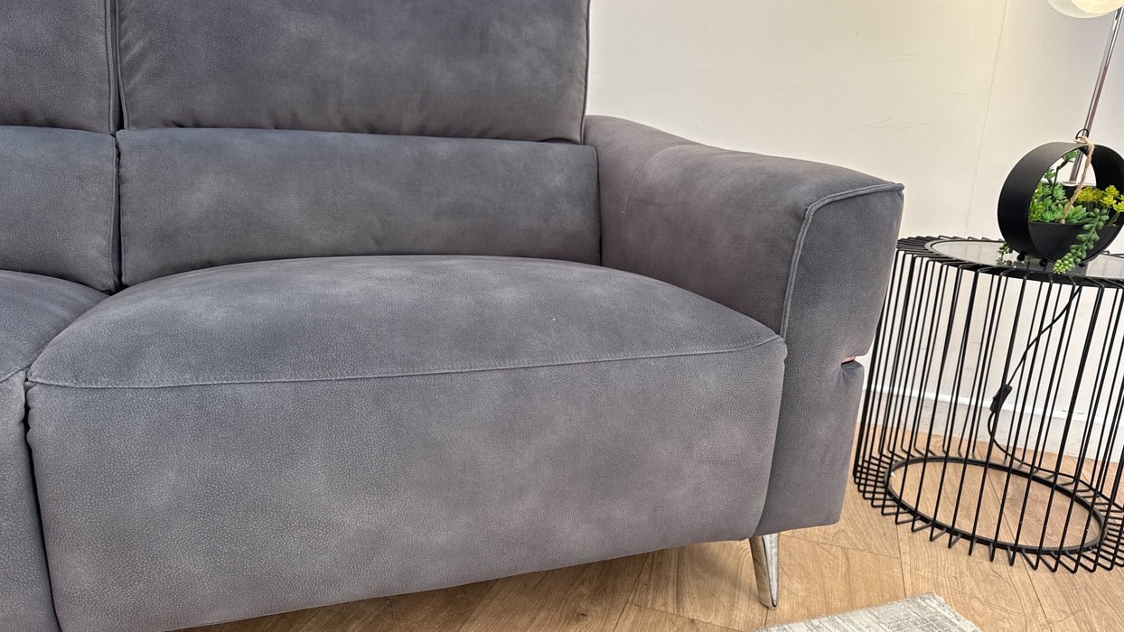 Sofology Dakota Fabric 3 Seater Power Recliner/Headrest in Lifestyle Mottled Charcoal