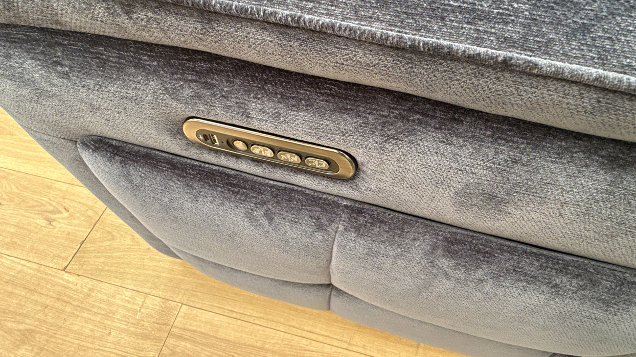 Sofology 3 Console Corner 3 Power Recliner/Headrest Heated Seats Lumbar Support in Montreal Denim