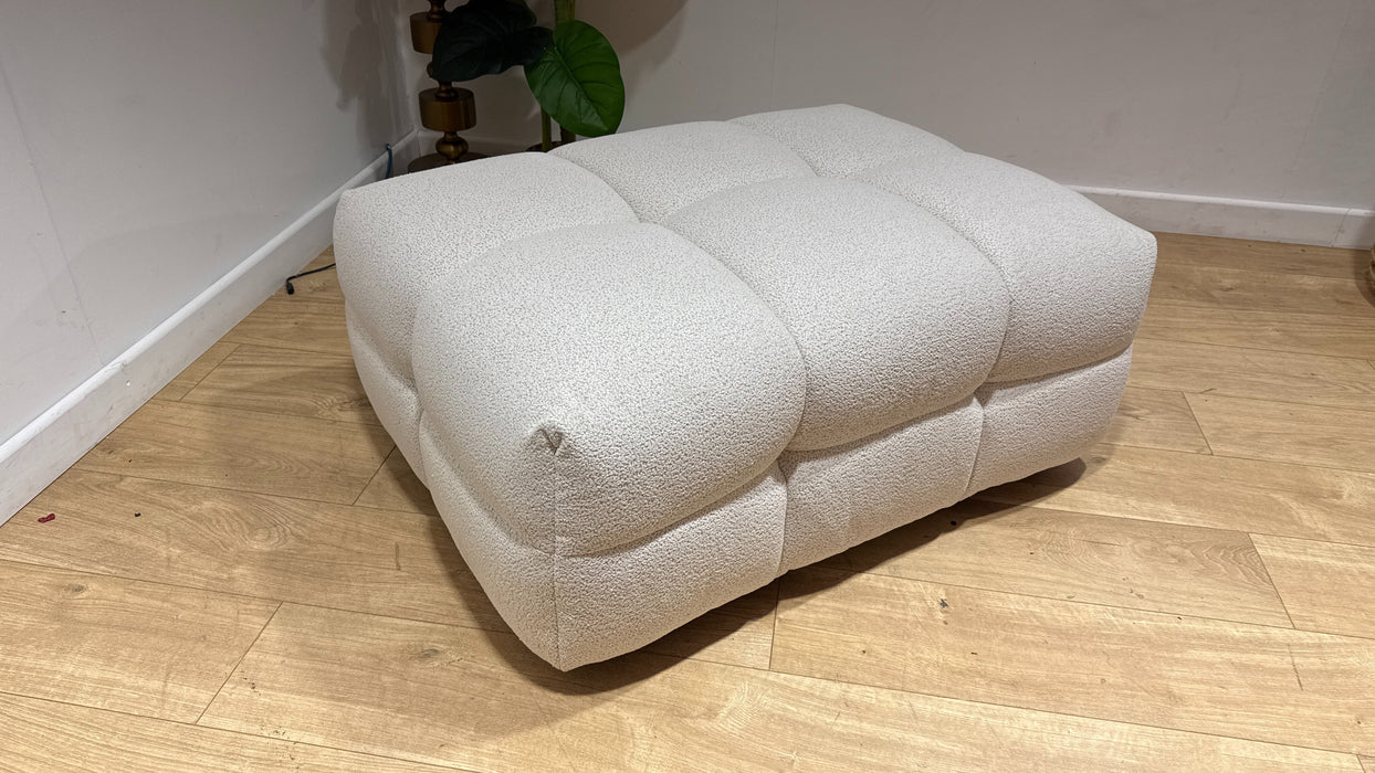 Sofology Lunar Fabric Designer Footstool in Woven Boucle Linen