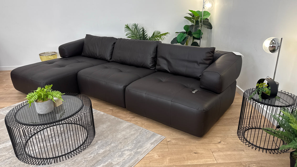 Sofology The Flex 4 Seater Motion Back Leather Sofa in Trusty Matt Dark Brown