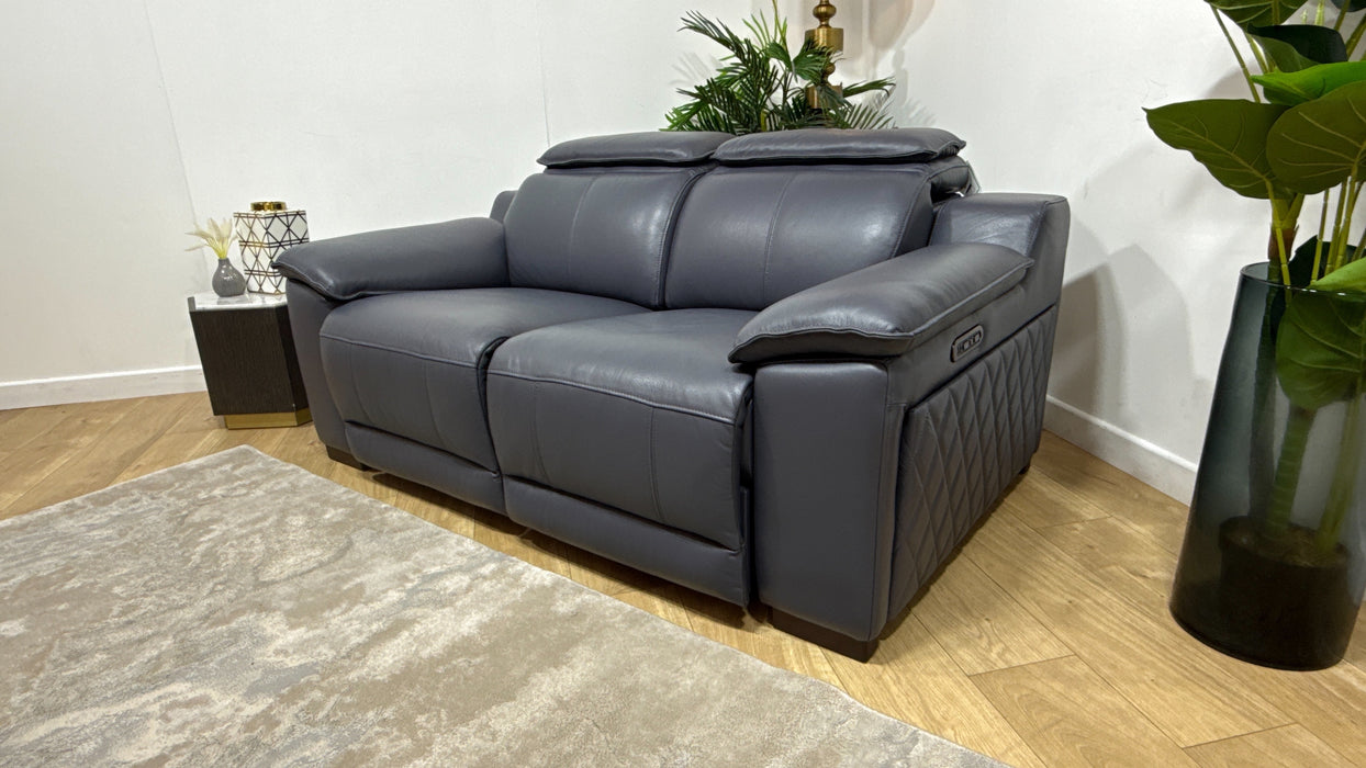 Sofology Benz Leather 2 Seater Power Recliner/Headrest in Trusty Sheen Lavender Grey