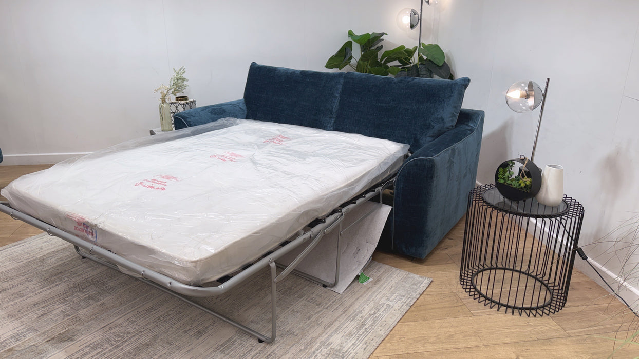 Sofology Georgio Fabric 3 Seater Sofa Bed Feather Flex Interior in Luxe Chenille Teal Mix
