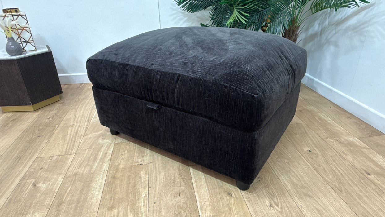 Sofology Moderna Fabric Storage Footstool Extra Flex Interior in Soft Slub Chenille Anthracite