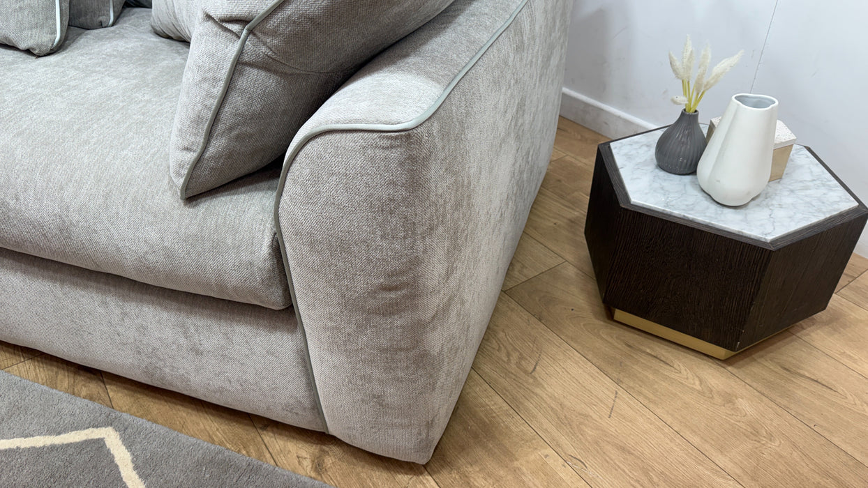 Sofology Georgio Fabric 4 Seater Split Feather Flex Seats in Lifestyle Plush Chenille Stone Mix