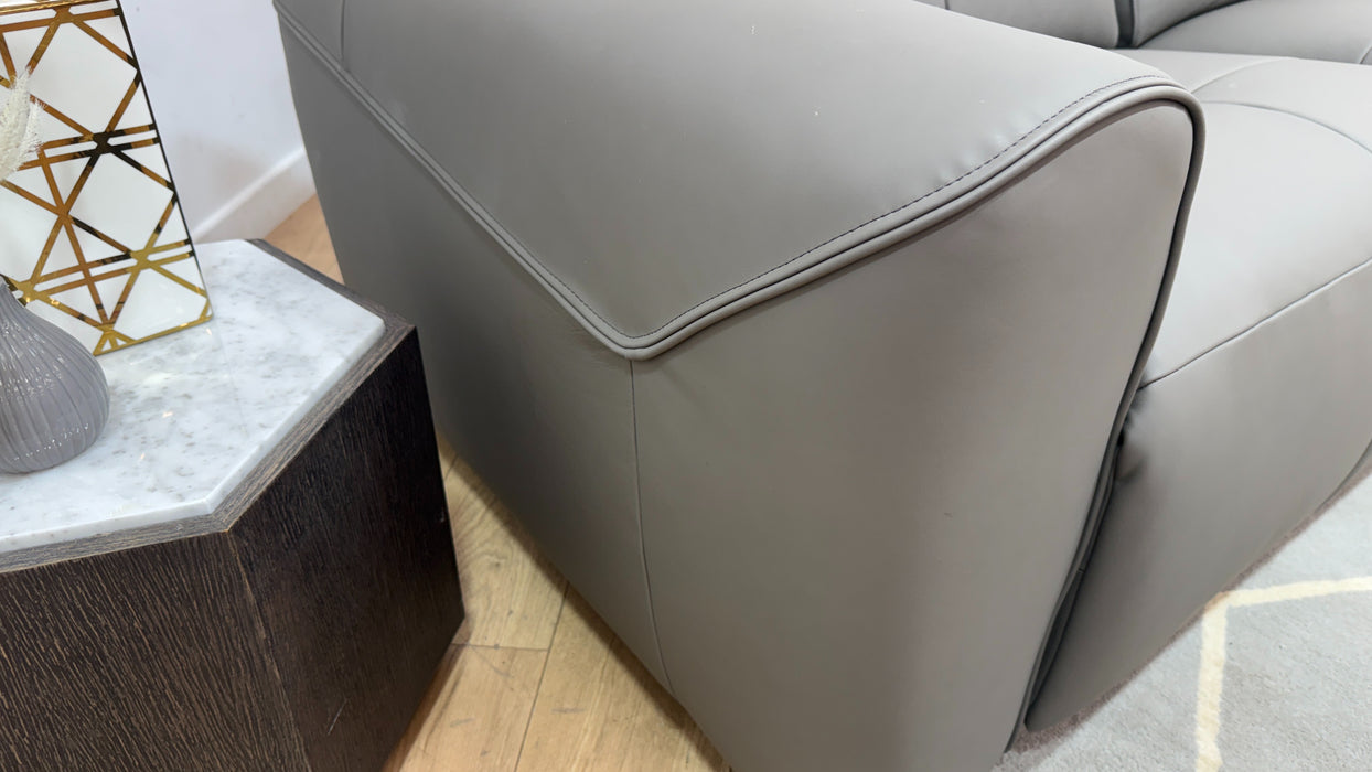 Sofology Riviera Leather 2.5 Seater Power Recliner/Headrest in Trusty Super Matt Storm Grey