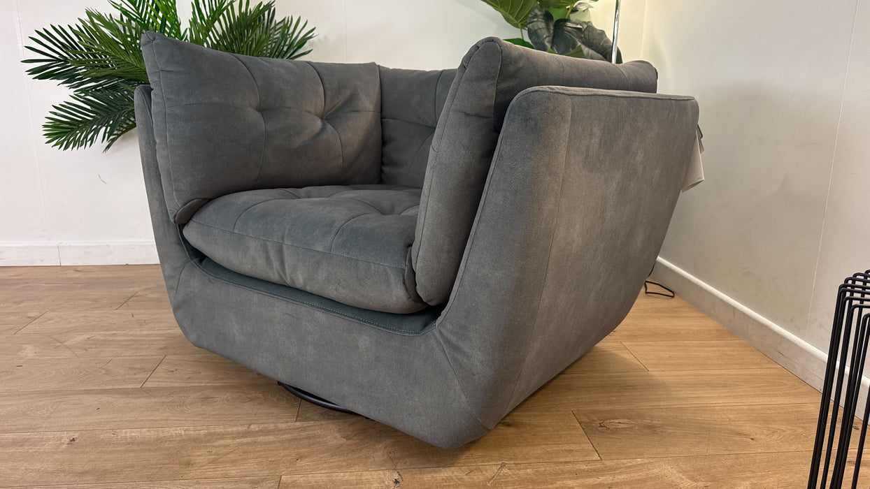 Sofology The Cocoon Fabric Swivel Chair in Mineral Green