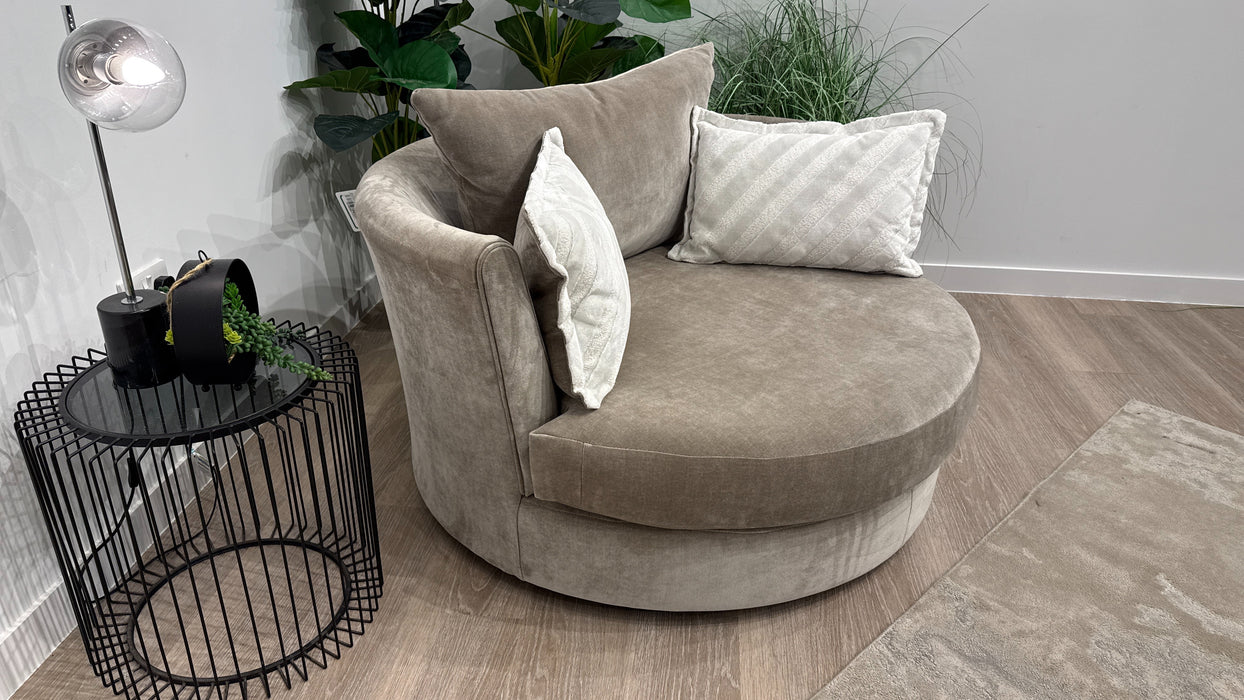 Sofology Oscar Fabric Large Swivel Chair in Fine Textured Chenille