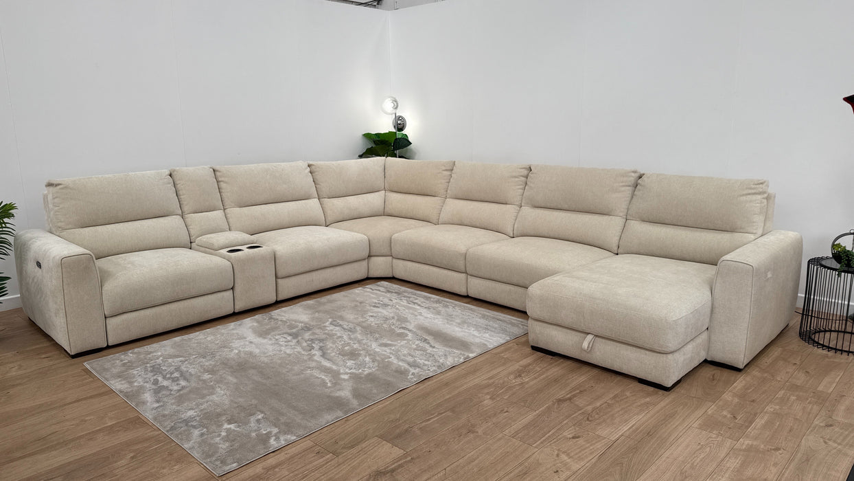 Sofology Santuary Fabric Corner Recliner and Chaise in Beige