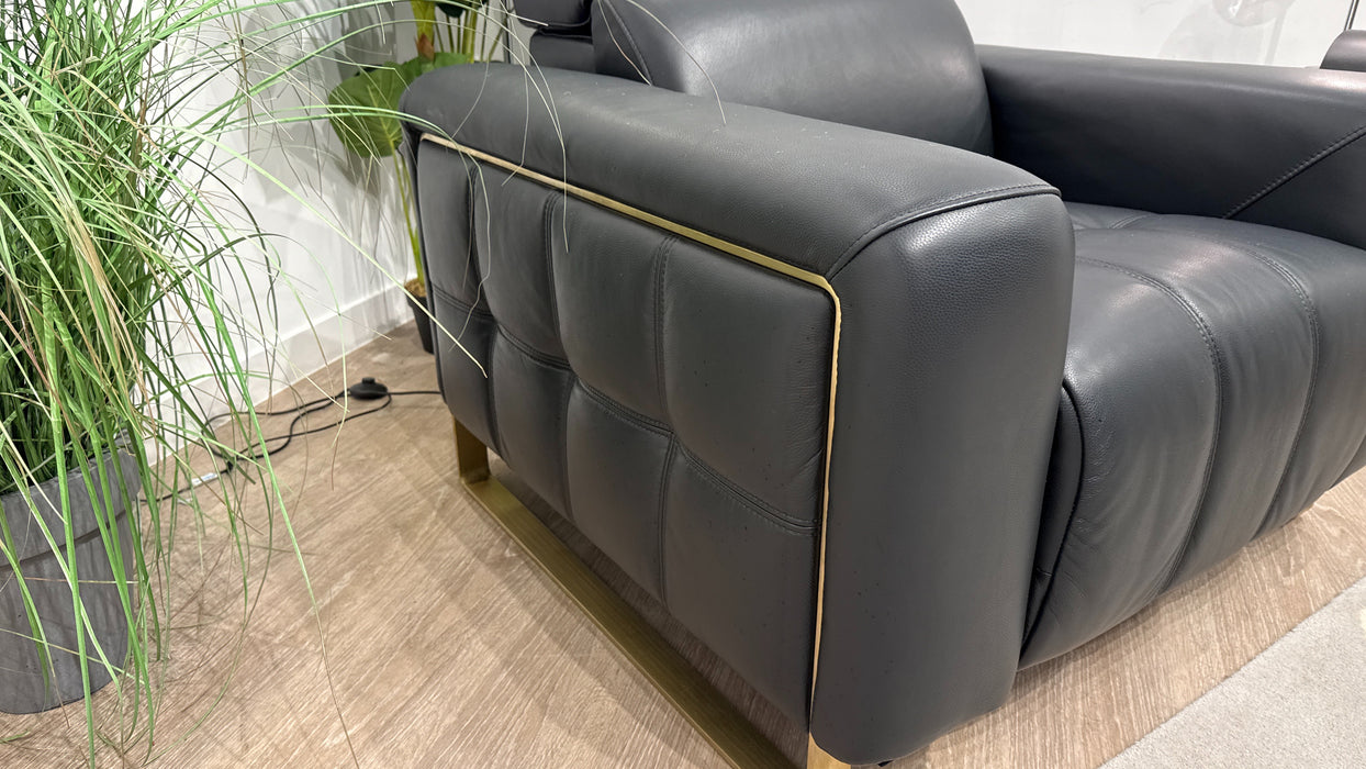 Sofology Marvella Leather Chair Power Recliner Heated Seat in Trusty Sheen Jet Black