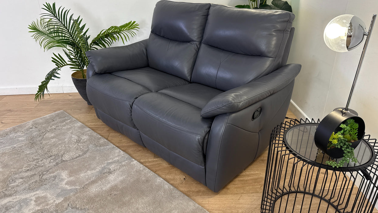 Sofology Albion Leather 2 Seater Manual Recliner in Lavender Grey