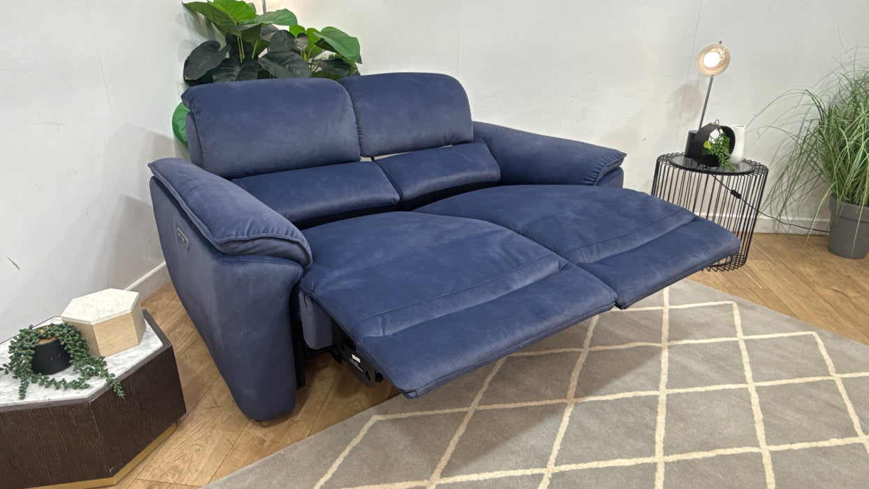 Sofology Hugo Fabric 2 Seater Power Recliner/Headrest in Lifestyle Flecked Navy