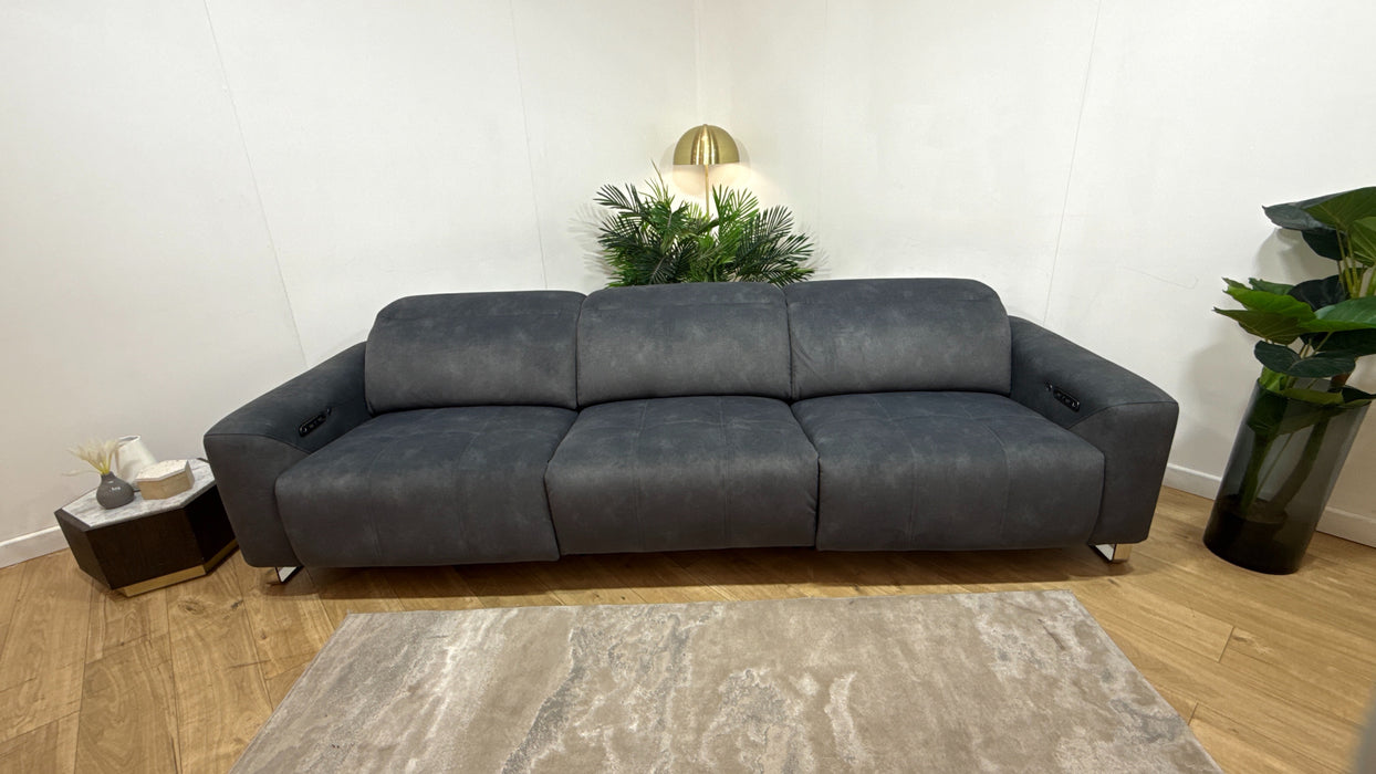 Sofology Marvella Fabric 4 Seater Split Power Recliner/Headrest Heated Seats in Lifestyle Flecked Charcoal