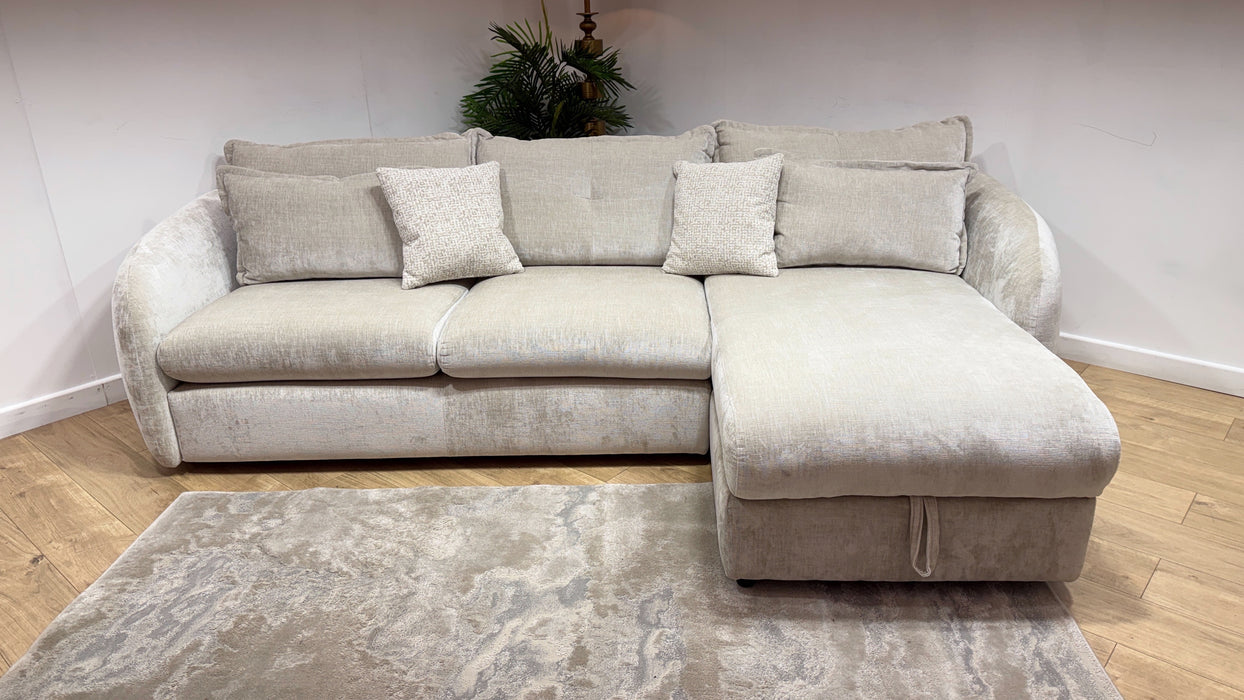 Sofology Portobello Fabric 3 Seater Chaise Storage Sprung Seats in Luxury Chenille Mist Mix