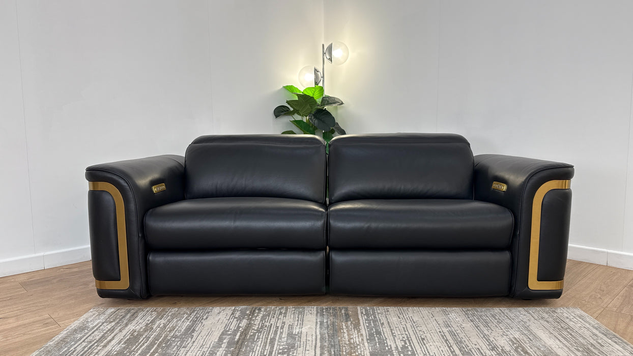 Sofology The Plaza 2.5 Seater Leather Recliner in Trusty Embossed Jet Black