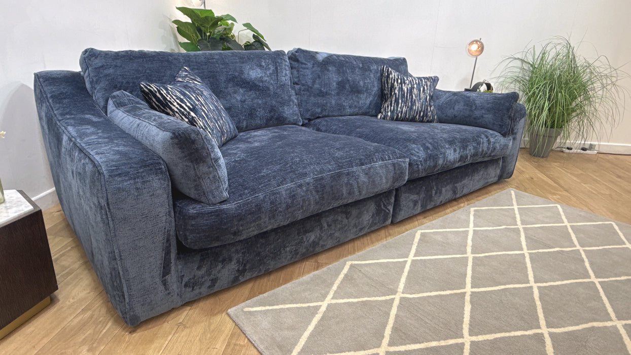 Sofology Bellagio Fabric 4 Seater Split Reversible Feather Flex Interior in Chunky Luxe Chenille Navy Mix
