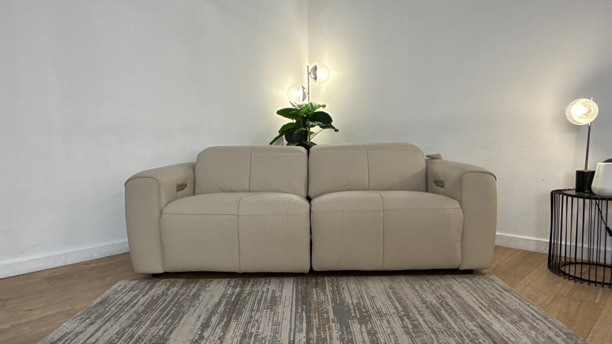 Sofology The Riviera Leather 2.5 Seater Power Recliner/Headrest Heated Seat in Trusty Super Matt Stone