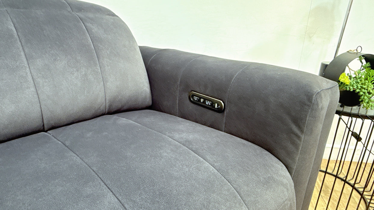 Sofology Paramount Fabric 2.5 Seater Console Power Recliner/Headrest Speakers in Lifestyle Flecked Anthracite