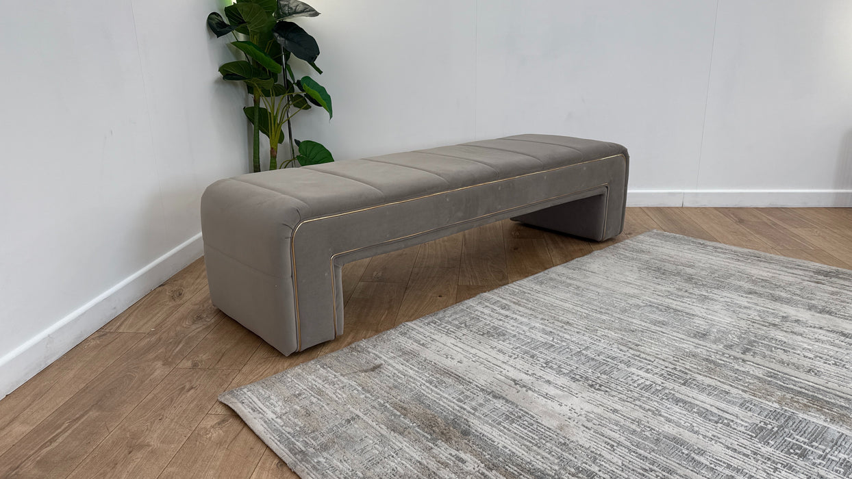 Sofology The Oscar Fabric Footstool in Matt Velvet Pebble