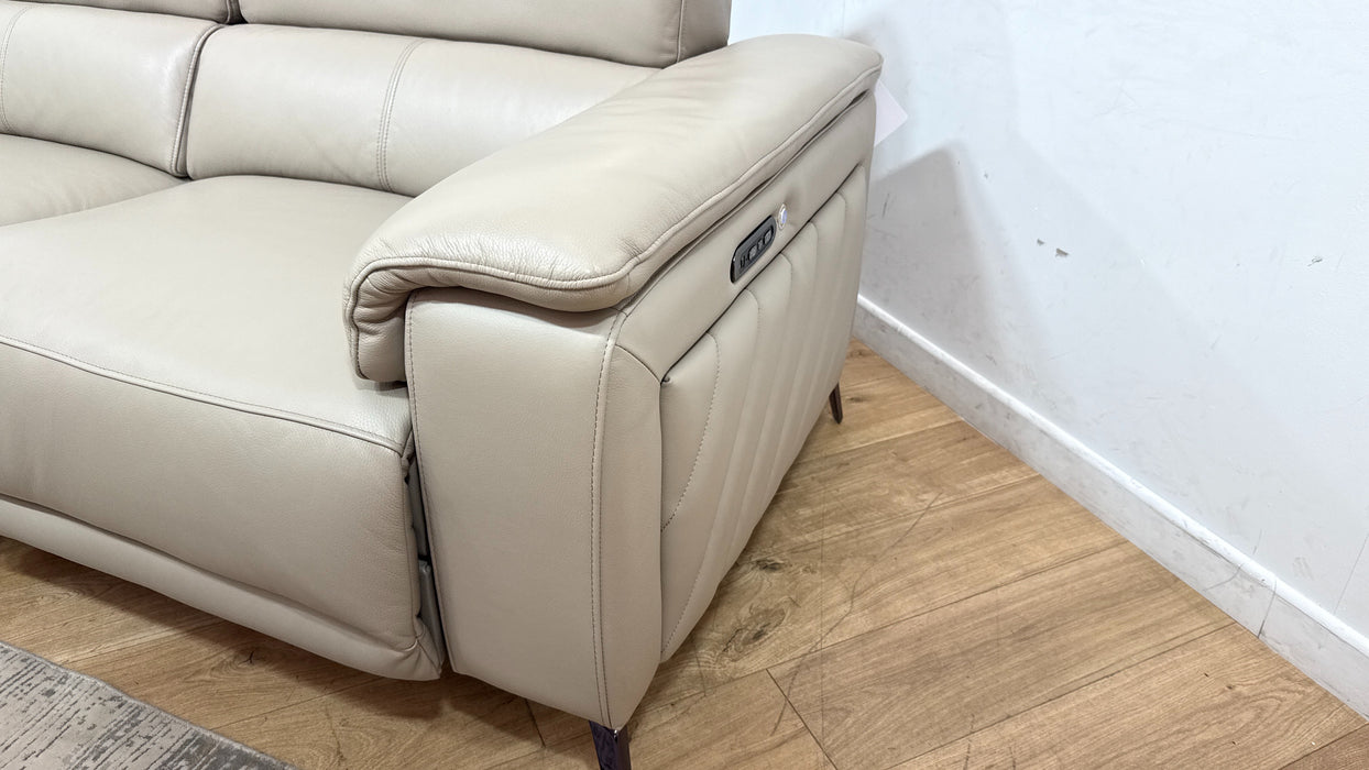Sofology Fratelli Leather 2.5 Seater Power Recliner/Headrest in Trusty Embossed Stone