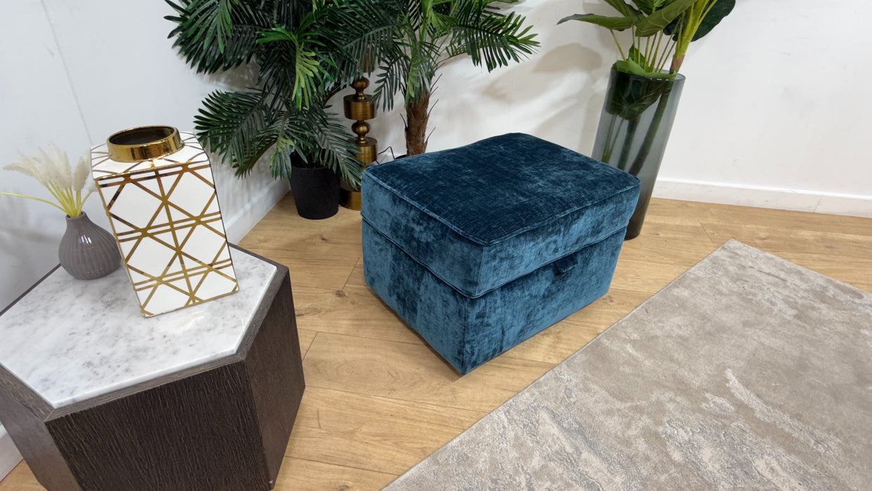 Sofology Georgio Fabric Storage Footstool Feather Flex Interior in Luxe Chenille Teal