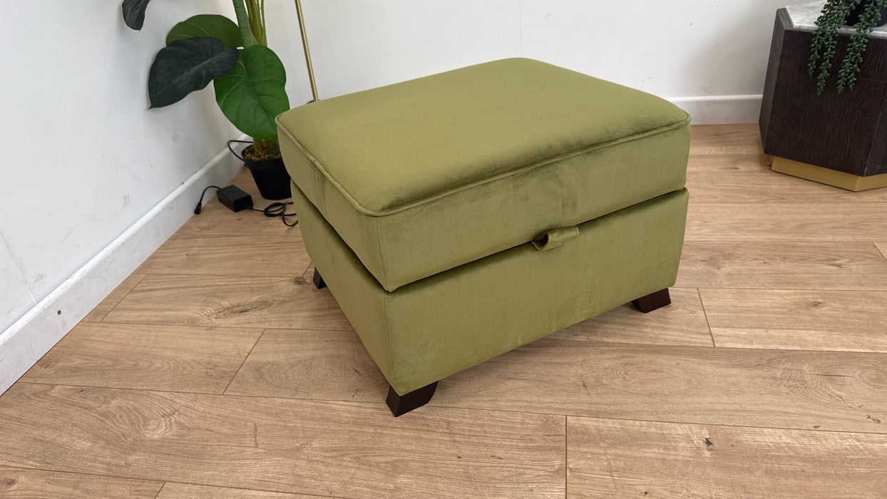 DFS The Jardim Fabric Footstool in Velvet Olive