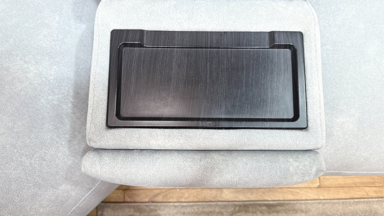 Sofology Portland Fabric 3 Corner Console 1.5 Power Recliner/Headrest Heated Seats in Lifestyle Flecked Silver