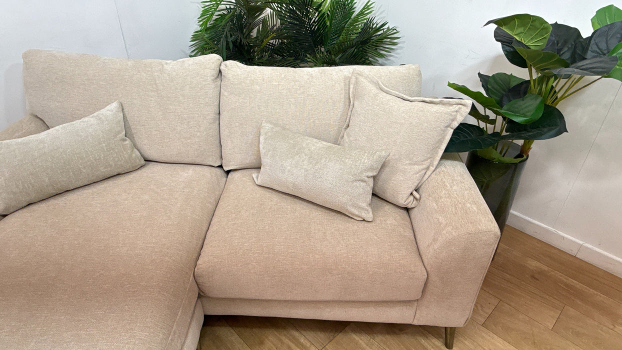 Sofology Mayfair Fabric Chaise 3 Seater Foam Seats in Linen Look Chenille Natural