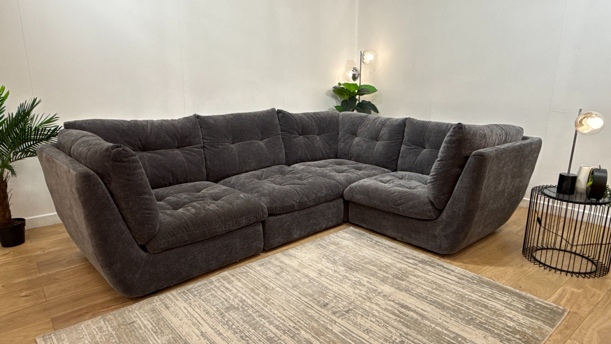 Sofology Cocoon Fabric 3 Corner 1 in Textured Chenille Charcoal
