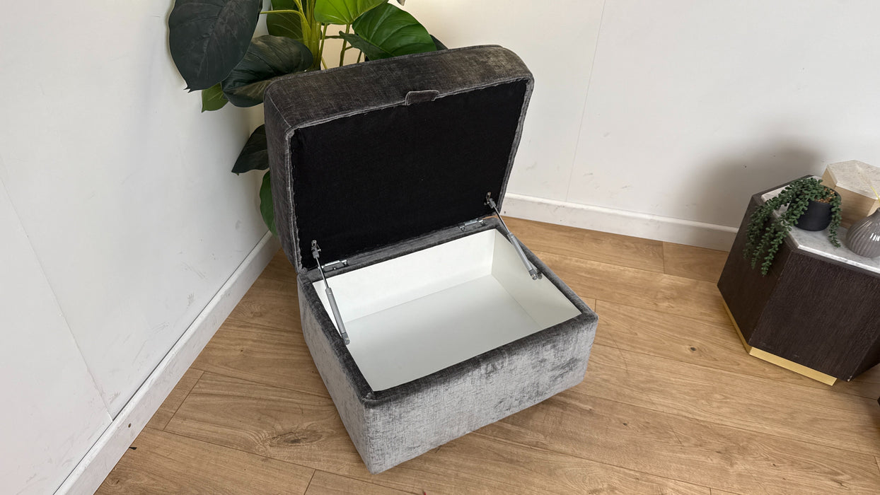 Sofology The Georgio Fabric Footstool in Luxe Chenille Grey All Over