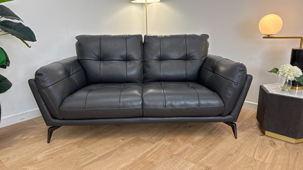 Harlan 2 Seater Leather Sofa - Dark Grey