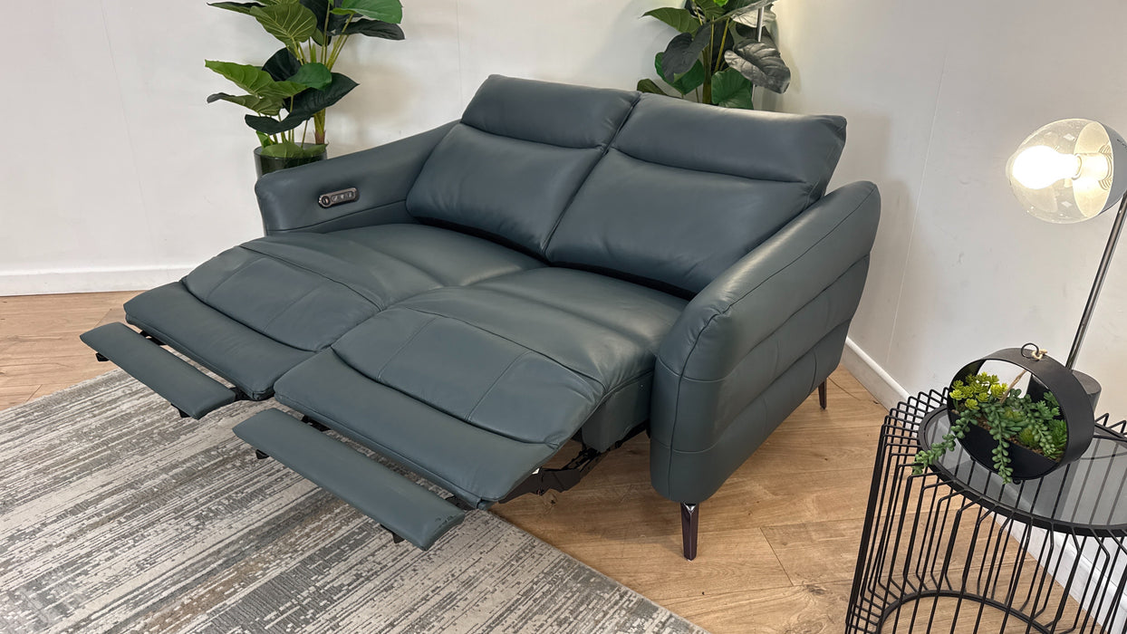 Sofology The Renato 2 Seater Recliner Sofa in Trusty Embossed Leather Peacock
