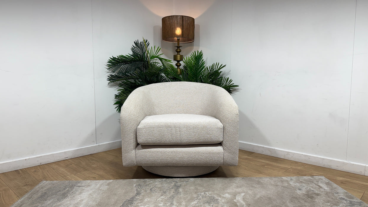 Sofology Westwood Fabric Swivel Chair in Soft Boucle Blush