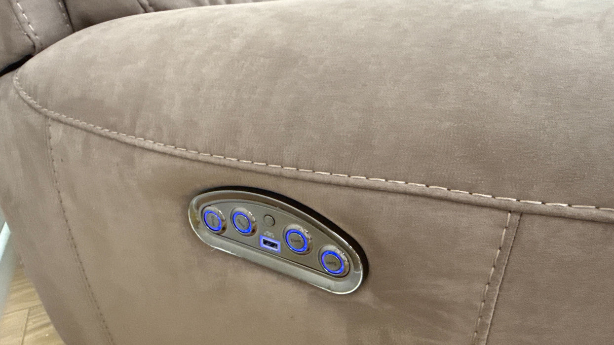 Sofology Radleigh Fabric 2 Seater Power Recliner/Headrest in Lifestyle Textured Cappuccino