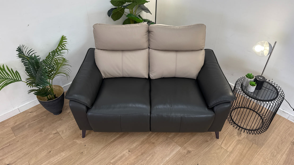 The Arlo 2 Seater Sofa - Leather  - Power Recliner - Trusty Embossed Stone